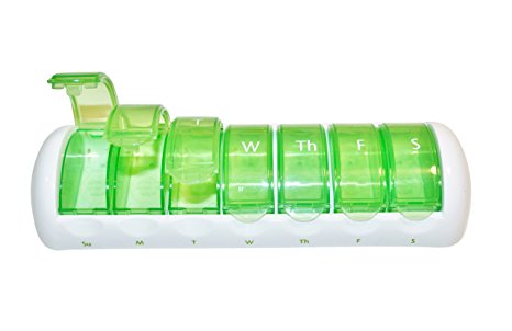 7 Day Travel Pods (Green) 9 1/2" x 2 3/4" x 1 1/2"