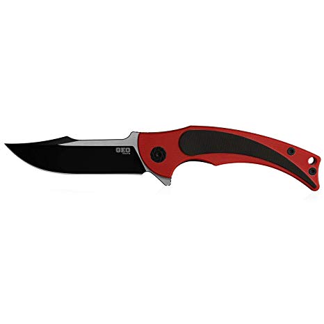 GEO 902 Folding Knife Tactical D2 Blade with G10 Handle Pocket Survival Outdoor Camping EDC Red