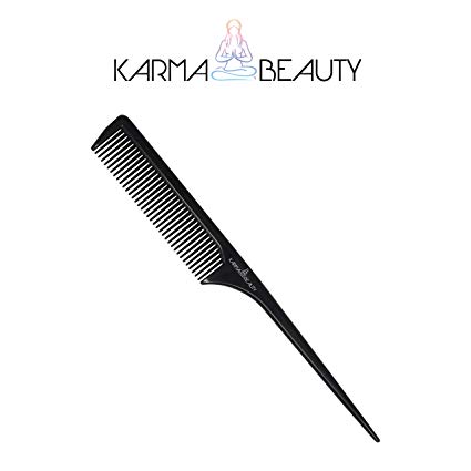 Tail Comb | Fine Tooth Hair Comb | Thin and Long Handle | Teasing Comb | For All Hair Type | Karma Beauty | (Black)