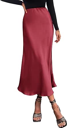 BTFBM 2024 Women Long Satin Summer Spring Skirt Silk Elegant High Waist Cocktail Party Wedding Flared A-Line Midi Skirts