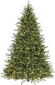 Hykolity 6.5 ft Prelit Christmas Tree, Frasier Grande Artificial Christmas Tree with 350 Warm White LED Lights, 2024 Realistic PE & PVC Branch Tips, Metal Stand and Hinged Branches