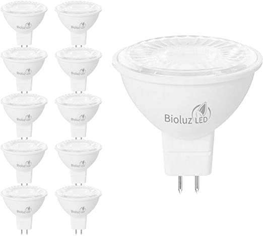 10 Pack Bioluz LED MR16 LED Bulb 50W Halogen Replacement Non-Dimmable 7w 3000K 12v AC/DC UL Listed Pack of 10