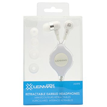 Lenmar AIHPR Ultra Compact Retractable Earbud Headphones - White