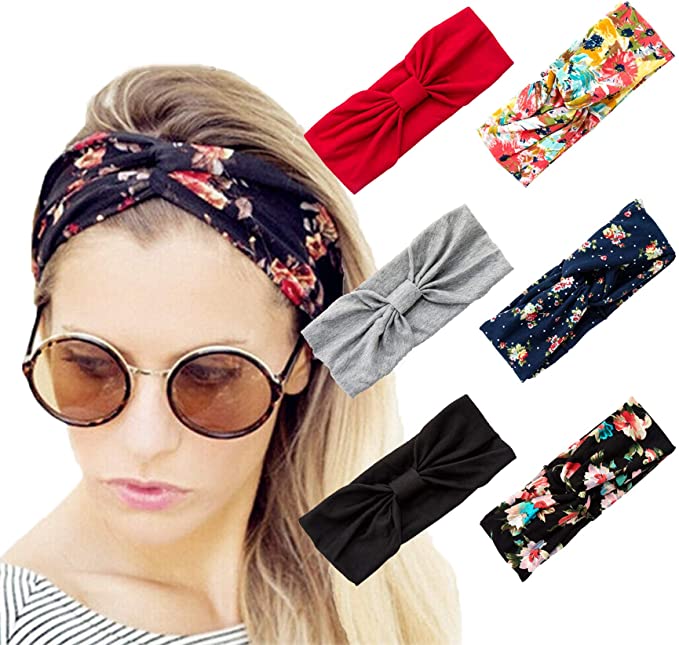 Vegolita 6 Pack Headbands for Women Girls Yoga Head Wrap Boho Flower Elastic Turban Hair Bands
