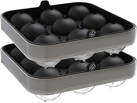 {NEWEST DESIGN} The Brothers Tod Deluxe Sphere Ice Ball Maker Tray - Creates 9 1.75" inch Ice Balls - NEW LEAK PROOF DESIGN - Keep Your Whiskey & Cocktails Chilled in Style - 2 Pack