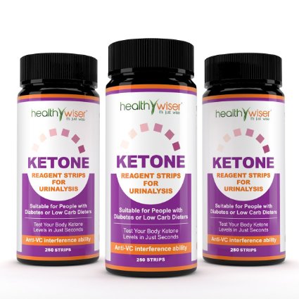 HealthyWiser Ketone Test Strips 250ct + BONUS Alkaline Food Chart PDF, Professional Grade Ketone Strips for Use in Atkins Diet, Ketogenic Diet, and Paleo Diet, Urinalysis Test Strips 99% Accuracy