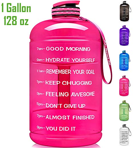 Venture Pal Large 128oz/74oz Leakproof BPA Free Fitness Sports Water Bottle with Motivational Time Marker to Ensure You Drink Enough Water Throughout The Day