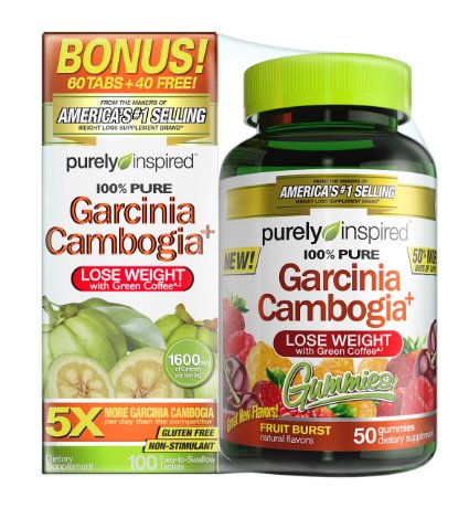 Purely Inspired Garcinia Cambogia, 50 gummies and 100 tablets