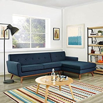 Modway Engage Mid-Century Modern Upholstered Fabric Right-Facing Sectional Sofa In Azure