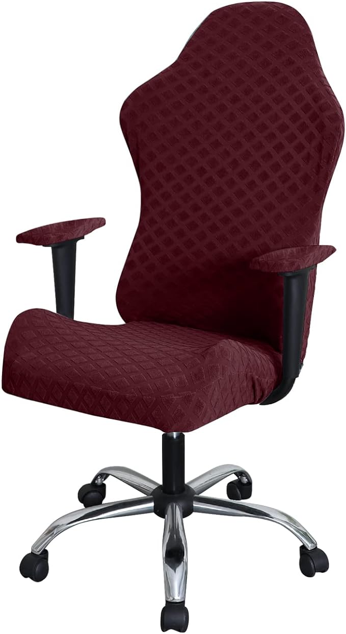 FORCHEER Gaming Chair Cover with Armrest Covers Wine red Water Repellent Jacquard for Adults Video Gamer Chair Cover Racing Computer Chair Slipcover