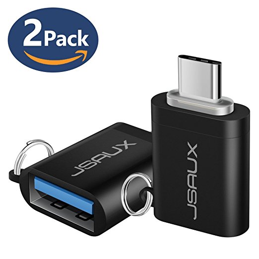 USB-C to USB 3.0 Adapter 2 Pack, JSAUX USB C(Male) to USB A(Female) Convert Connector with Keyring for Samsung Galaxy S8 New Macbook Pro Google Pixel XL Nexus 5X 6P LG G5 G6 V20 and More
