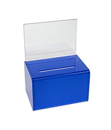 Blue Donation Box w/Sign Holder and Lock