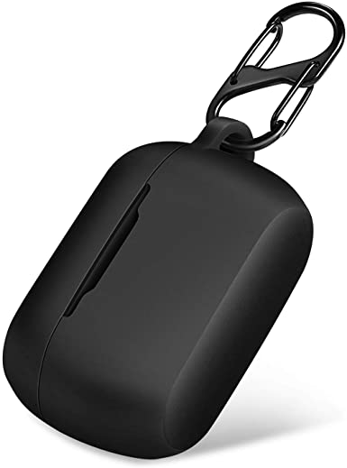 Protective Silicone Cover for Jabra Elite (Active) 75t Charging Case, Portable Carrying Cases with Carabiner Keychain (75t-Black)