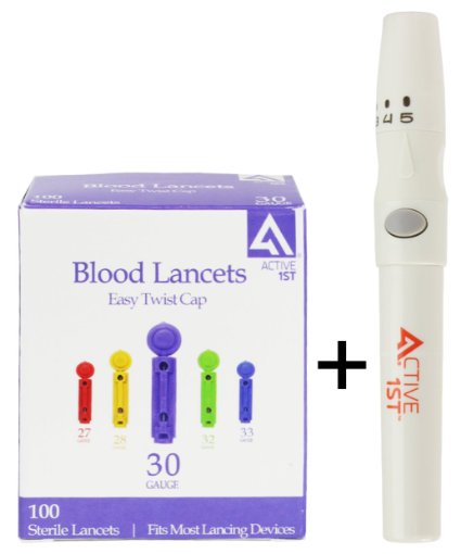 Active1st 5 Level Adjustable Lancing Device  100 Lancets
