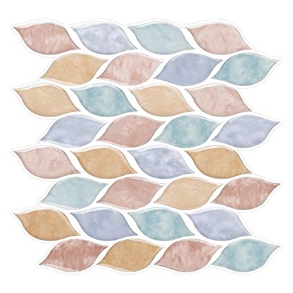 VANCORE DIY Peel and Stick Backsplash Tile Stickers Decal Waterproof 3D Leaves Wallpaper for Kitchen Bathroom Decor