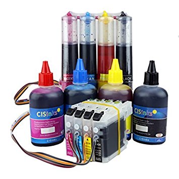 CISinks Continuous Ink Supply System with Refill Ink Bottle Set for Brother LC203 LC205 MFC J4320DW J4420DW J4620DW J5520DW J5620DW J5720DW J460DW J480DW J485DW J680DW J880DW J885DW