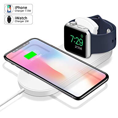 Wireless Charger, Apple Watch Charger Magnetic Wireless Charger 2-in-1 Pad Stand Cable Compatible with Apple Watch Series 1/2/3/4 and iPhone XS Max/XS/XR/X iPhone 8/8Plus for Samsung Galaxy S9 S8 Note