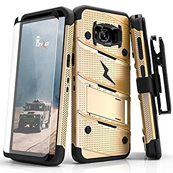 Samsung Galaxy S8 Plus Case, Zizo [Bolt Series] w/ [Galaxy S8 Plus Screen Protector] Kickstand [Military Grade Drop Tested] Holster Belt Clip - S8