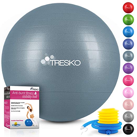 TRESKO® Exercise Ball | 55-85cm Gym Ball with Pump | Anti-Burst & Extra Thick Exercise Ball | Birthing Ball for Yoga, Pilates, Fitness