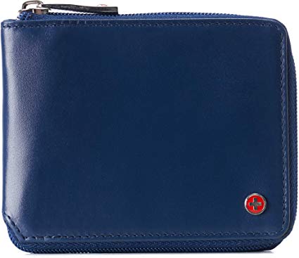 Alpine Swiss Logan Zipper Bifold Wallet For Men or Women RFID Safe