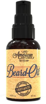 All American Gentlemen Beard Oil - 100 Natural and Organic Beard Conditioner - Leave in Beard Softener for Men - Light Scent 2 Fl Oz - Made with Vitamin E - Easy to Use Pump Top Included