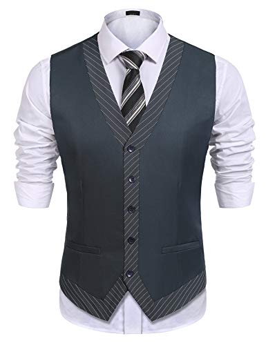Detailorpin Men's Stylish Layering Suit Vest Business Dress Waistcoat Skinny Wedding Vests