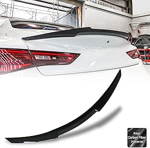 AeroBon Real Carbon Fiber Trunk Spoiler Compatible with 2017-2023 Infiniti Q60 Q60S Coupe (V Style)