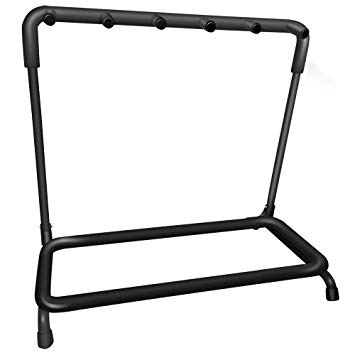Ranch 5-Piece Guitar Rack – Multi Holder Stand for Electric Acoustic Guitars Bass Padded-Foam Rails– Black