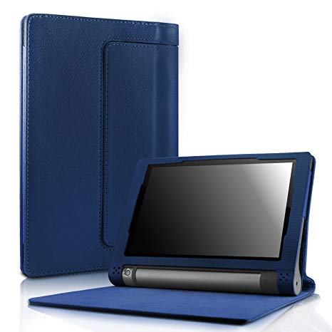Lenovo Yoga Tab 3 8 Case - Infiland Folio Premium Leather Smart Stand Cover for 2015 Released Lenovo Yoga Tablet 3 8-Inch Tablet Only, Navy