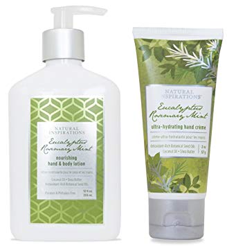 Natural Inspirations Hand & Body Lotion and Hand Creme Gift Set - Eucalyptus Rosemary Mint