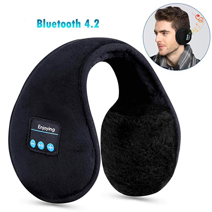 Bluetooth Earmuffs Headphones, Unisex Foldable Winter Ear Warmers Wireless Music Bluetooth Headsets Microphone Outdoor Sports, Travel, Black