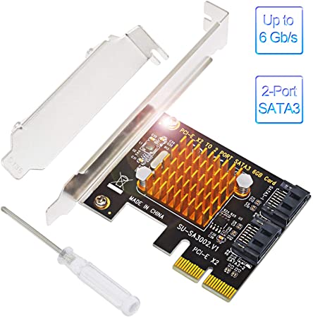 SATA 3.0 Card | Up to 6 Gb/s SATA 3.0 PCI-E Card | 2-Port PCIe X2 Supperspeed SATA Controller Expansion Card | Ubit SATA Adapter Card Non-Raid | Boot as System Disk | Support HDD or SSD