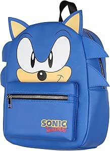 Sonic The Hedgehog Character with 3-D Ears and Quills Mini Faux Leather Backpack For Men and Women