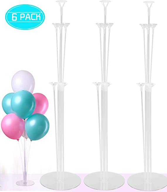 Neworkg 6 Pack Balloon Stand Kits - Large Balloon Centerpiece Stands with Base Balloon Table Floor Stand for Birthday Baby Shower Wedding Party Decoration