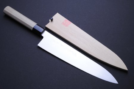 YOSHIHIRO Ice Hardened High Carbon Stainless Steel Wa Gyuto Japanese Chef Knife 9.5" (240mm)