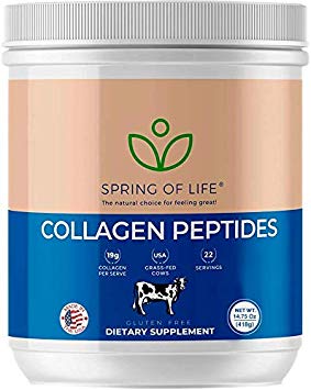 Spring of Life Collagen Peptides, from Grass-Fed Cows, 19g Collagen Peptides Per Serving, 418 Grams