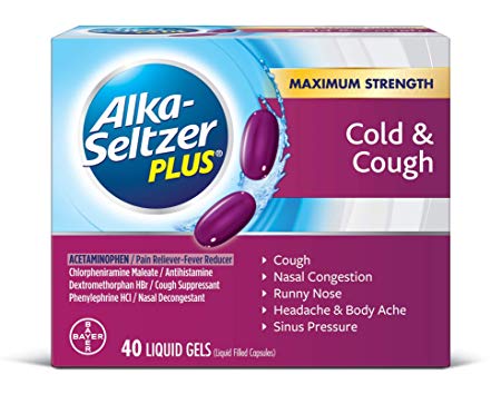 Alka-Seltzer Plus Cold and Cough Liquid Gels, 40 Count
