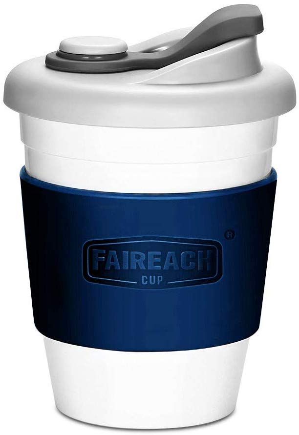Reusable Coffee Cups with Lid, Faireach to Go Coffee Travel Mug with Non-Slip Sleeve, Large Coffee Tumbler with FDA Approved and BPA Free Safe Material, Dishwasher& Microwave Safe, 340ml / 12 oz Blue
