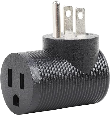 Nema 5-15R to 5-15P Right Angle Power Adaptor, Right Angled USA 3-Prong Male-Female Adapter,90 Degree Angled USA Male Female Power adapter PA-0209