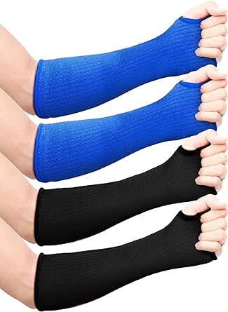 SATINIOR Cut Resistant Sleeves Protective Arm Sleeves Safety Arms Protection Sleeves with Thumb Hole, for Garden Kitchen