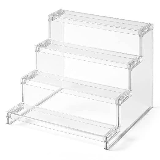 Lifewit 4 Tier Clear Display Risers Stand, Plastic Risers for Display, Plastic Organizers for Figures, Cupcake, Perfume, Dessert, Desktop Display Stand for Organize and Decoration