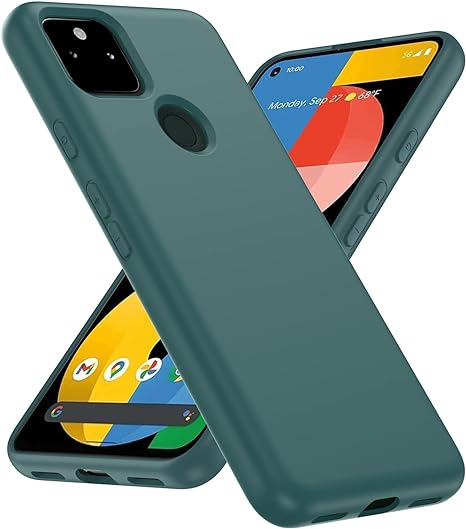 LeYi for Pixel 5A Phone Case, Pixel 5A Case Soft Silicone Ultra Slim Shockproof Protective Case with Anti-Scratch Microfiber Lining, Full Covered Soft Gel Rubber Case Pixel 5A, Green