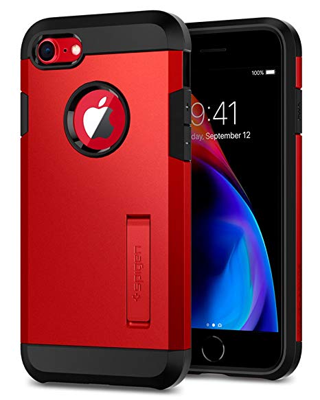 iPhone 8 Case, iPhone 7 Case Spigen® Tough Armor [2nd Generation] iPhone 8 Cover with Kickstand and Extreme Heavy Duty Protection and Air Cushion Technology for iPhone 7 (2016) / iPhone 8 (2017) - Red