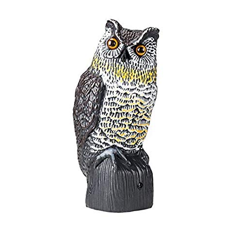 CO-Z Bird & Pest Repellent Deterrent Garden Protector Realistic Solar Powered Motion Activated Owl Scarecrow w/Flashing Eyes