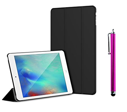 CLWHJ Slim Smart Magnetic Silk Leather Case Cover for Apple iPad Mini4 BLACK