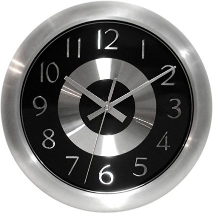 Infinity Instruments Mercury Black Silent Sweep 10 Inch Aluminum Wall Clock