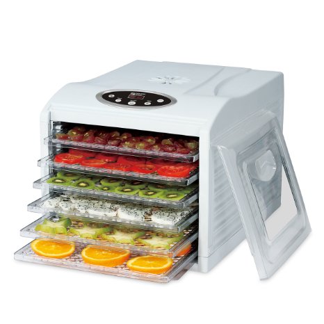 Magic mill 6 Tray Food Dehydrator with Digital Control   bonus 2 Silicone Oven Mitts, 400W (WHITE)