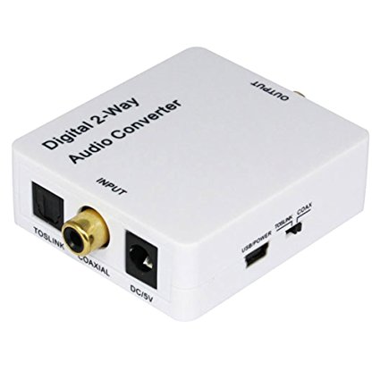 HopCentury 2-Way Audio Converter Adapter Bi-Directional Optical SPDIF Toslink / Coaxial Audio Switcher Signal Amplifier Splitter