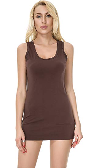 Moxeay Womens Extra Long Stretch Cotton Tank Top