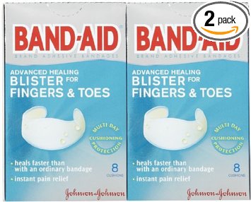 Band-Aid Brand Adhesive Bandages, Advanced Healing Blister Cushions for Fingers & Toes, 8-Count Boxes (Pack of 2)